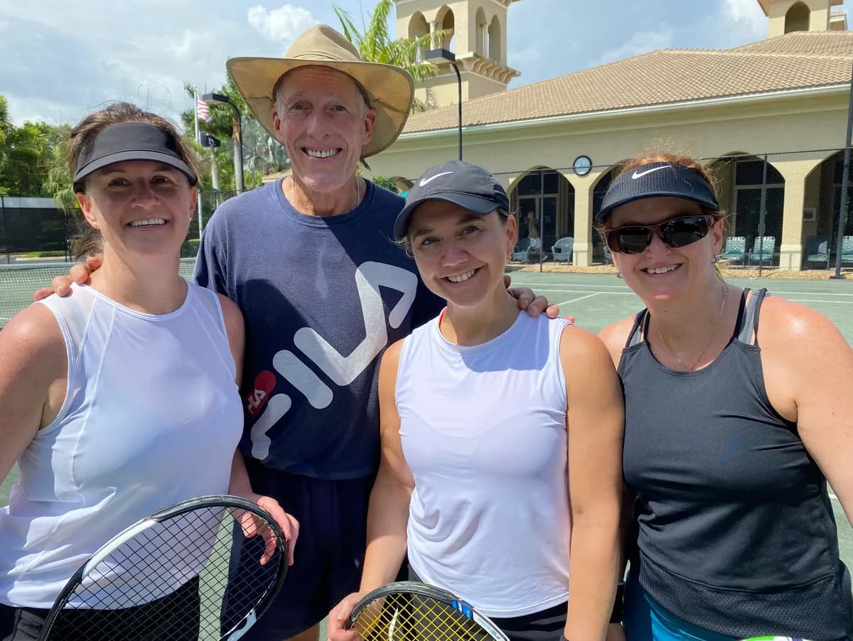 Coach Tim with students at a group clinic